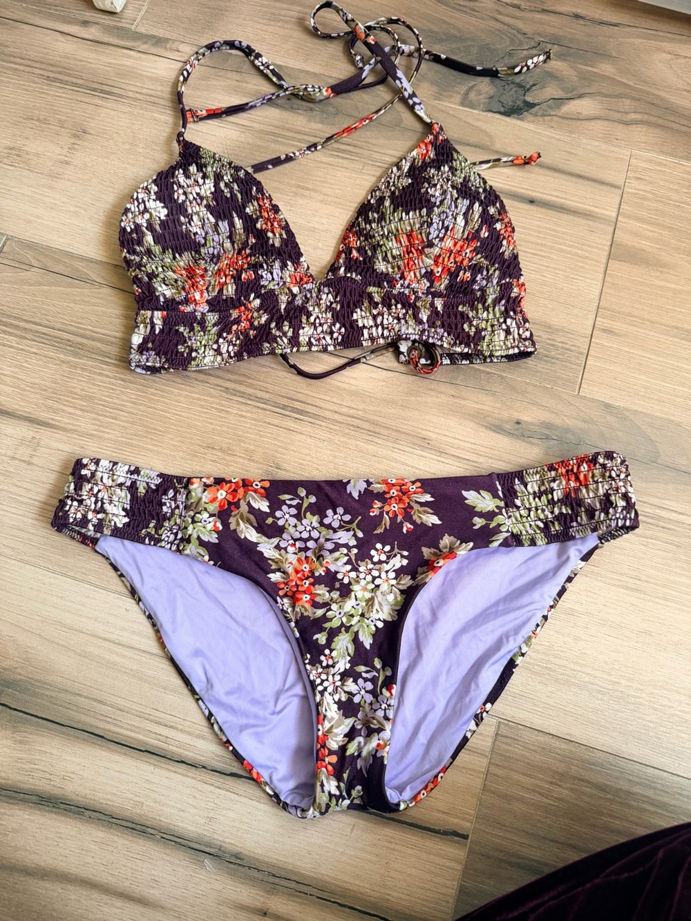 Becca Purple Floral Two-Piece Bikini Set